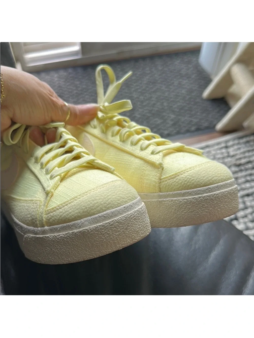 Nike Women’s Yellow Low-Top Canvas Sneakers with Floral Accent